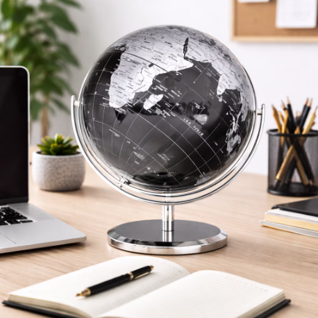Black & Silver Political Map (20cm Globe