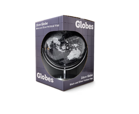 Black & Silver Political Map (20cm Globe