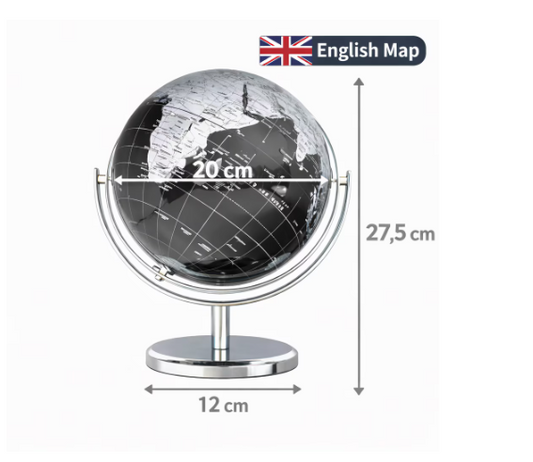 Black & Silver Political Map (20cm Globe